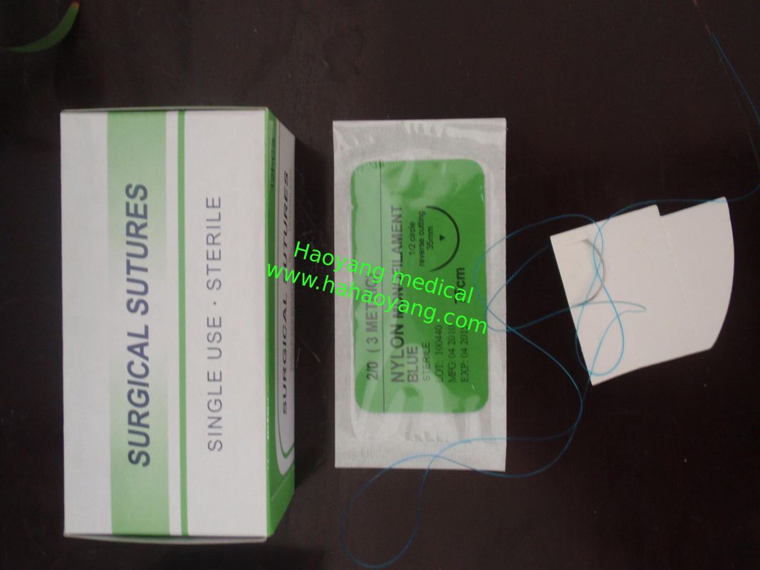 USP 3/0 non-absorbable nylon suture 90cm with round bodied needle