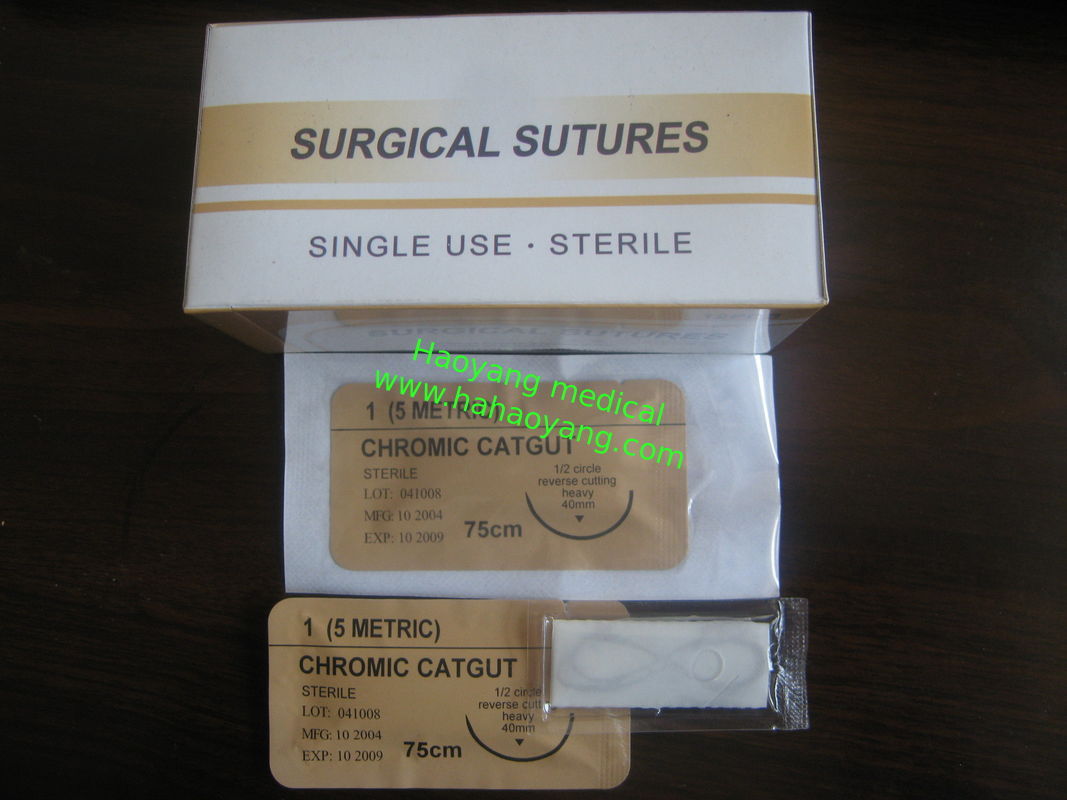 0# Plain or Chromic Catgut suture 75cm with 3/8 c needle