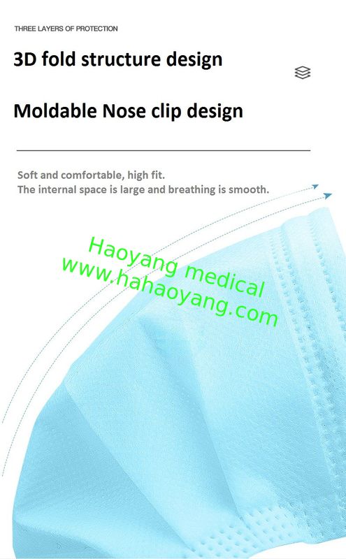 17.5 * 9cm Disposable medical face mask 3-ply for COVID -19 white color PPE produts