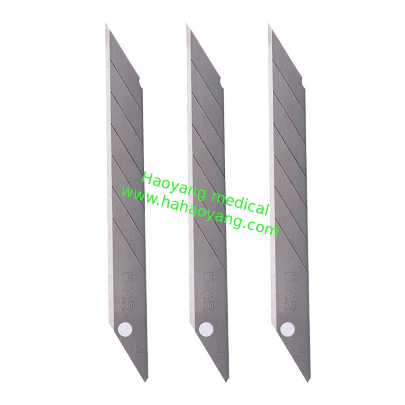 Wholesale sharp carbon steel art blade large industrial triple blade plastic box cutter blade 10 pieces/box